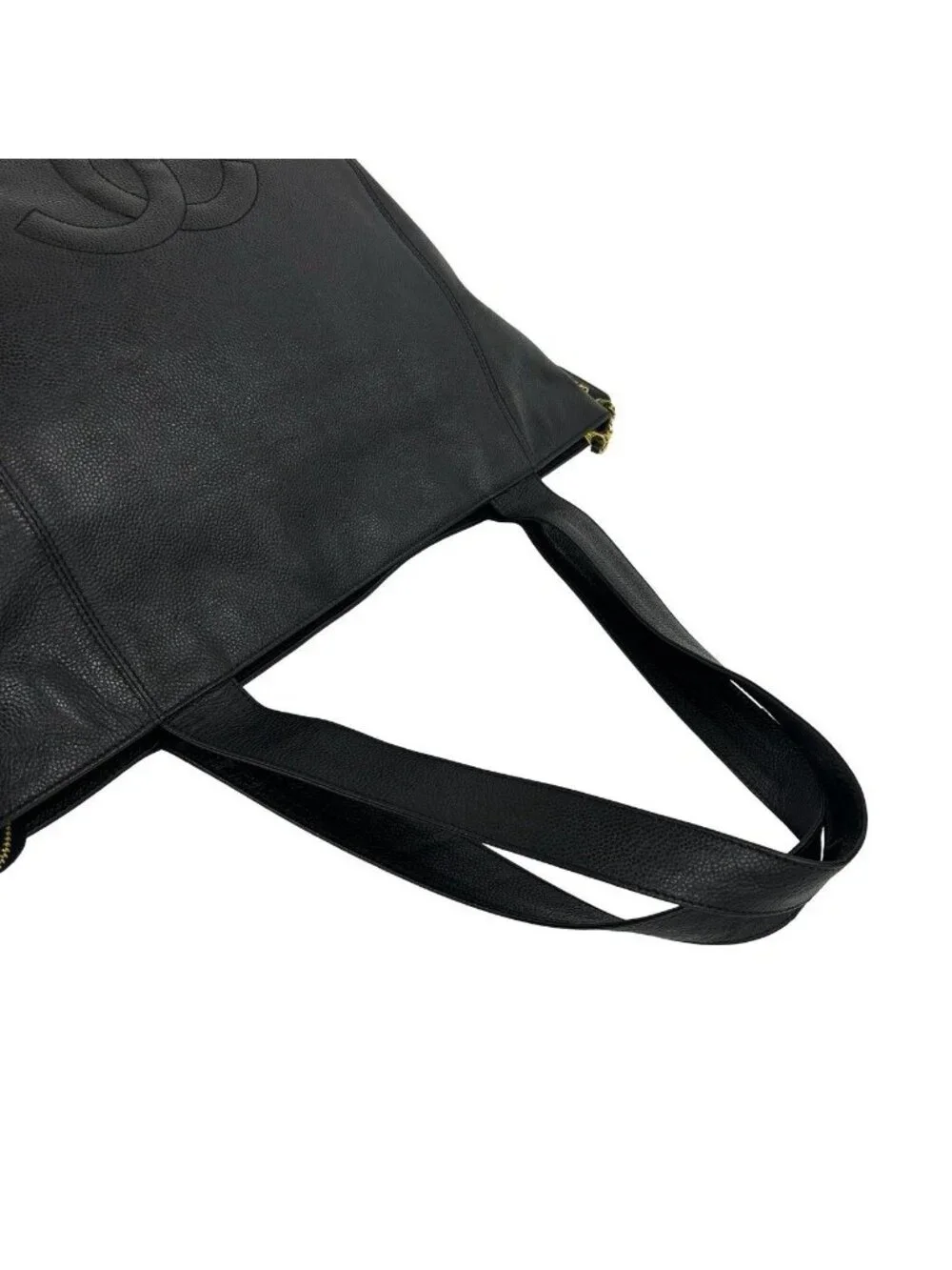 Chanel Vintage CC Logo Caviar Leather Tote Bag Black